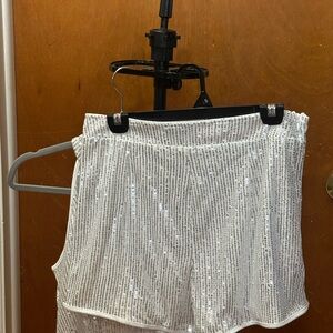 White Sequin Women's Shorts
